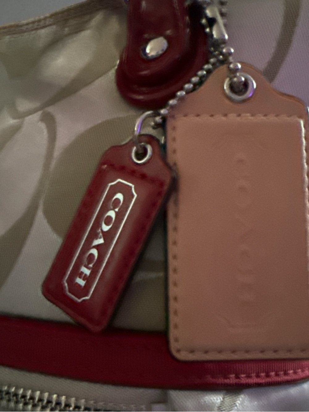 Coach Signature Tan and Red Tote in EUC 2012 - Picture 3 of 10
